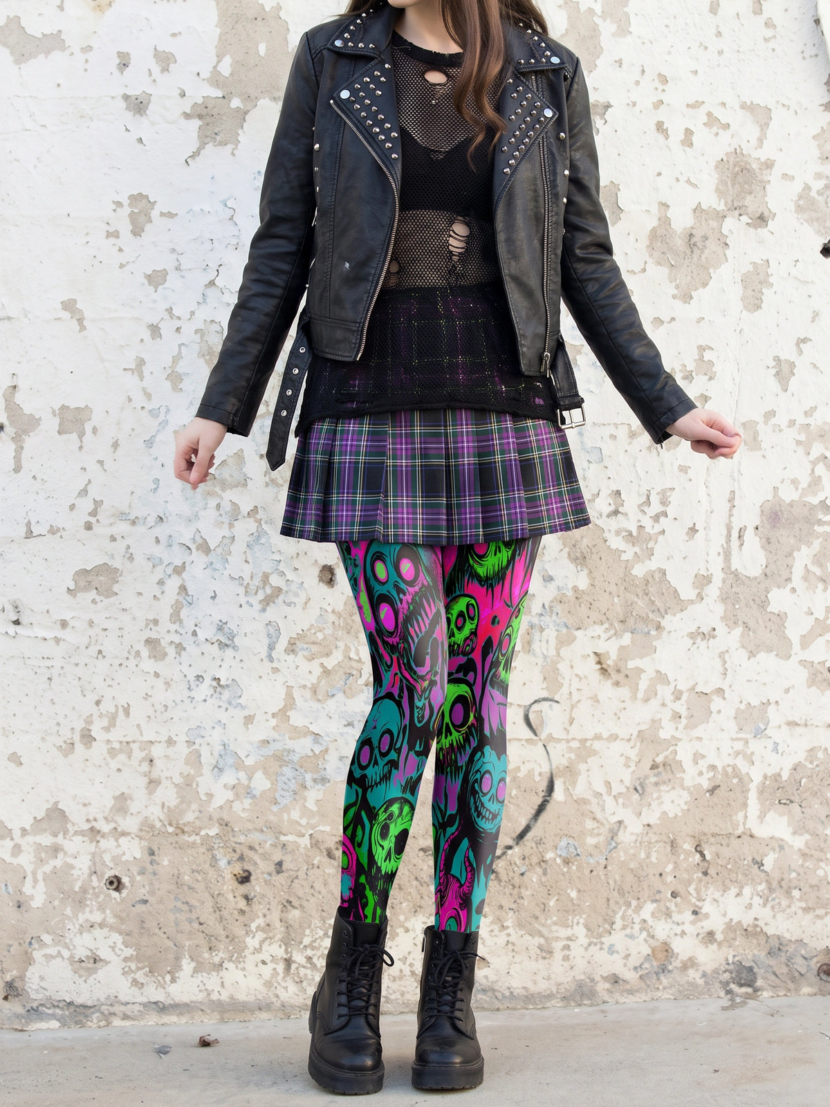 Black Neon Skull Tights