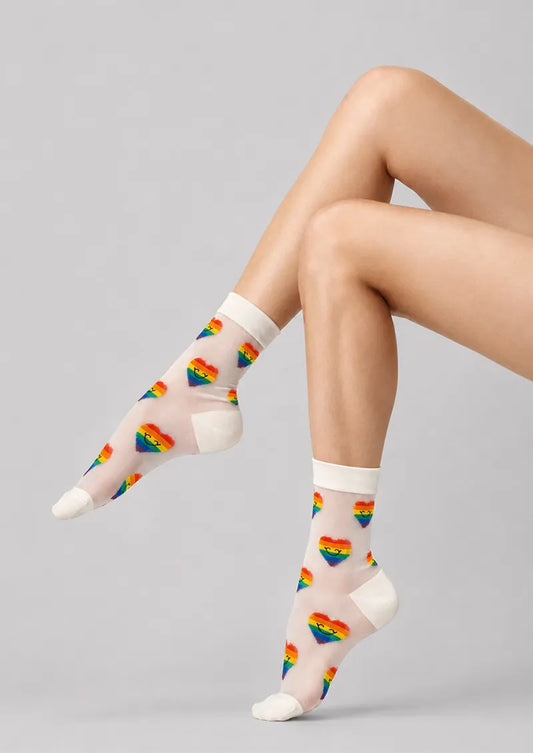 Mini Rainbow Heart Crew Socks
