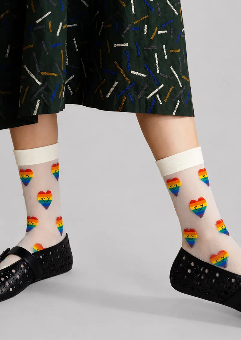 Mini Rainbow Heart Crew Socks