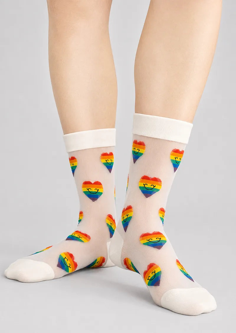 Mini Rainbow Heart Crew Socks