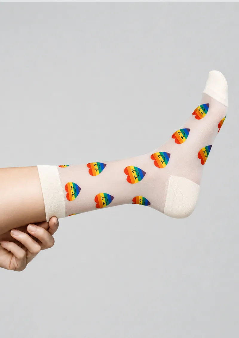 Mini Rainbow Heart Crew Socks