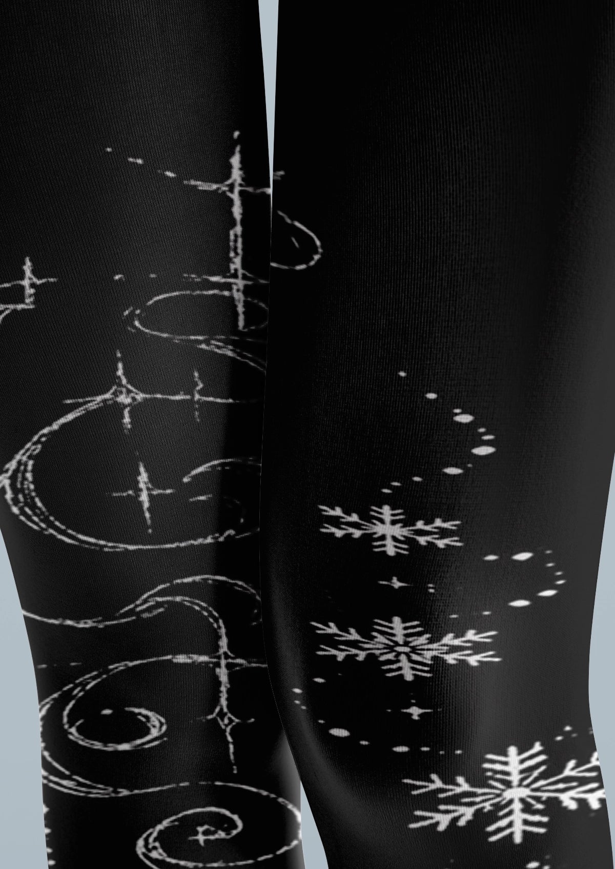 Black Snowflake Swirl Tights