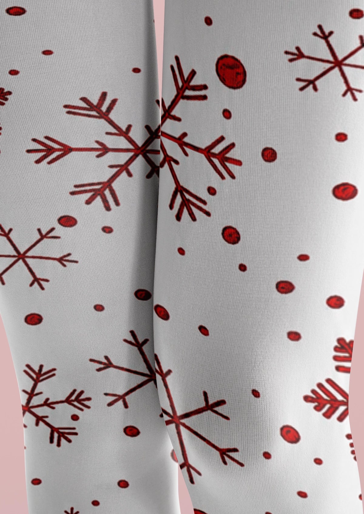 White Red Snowflake Tights