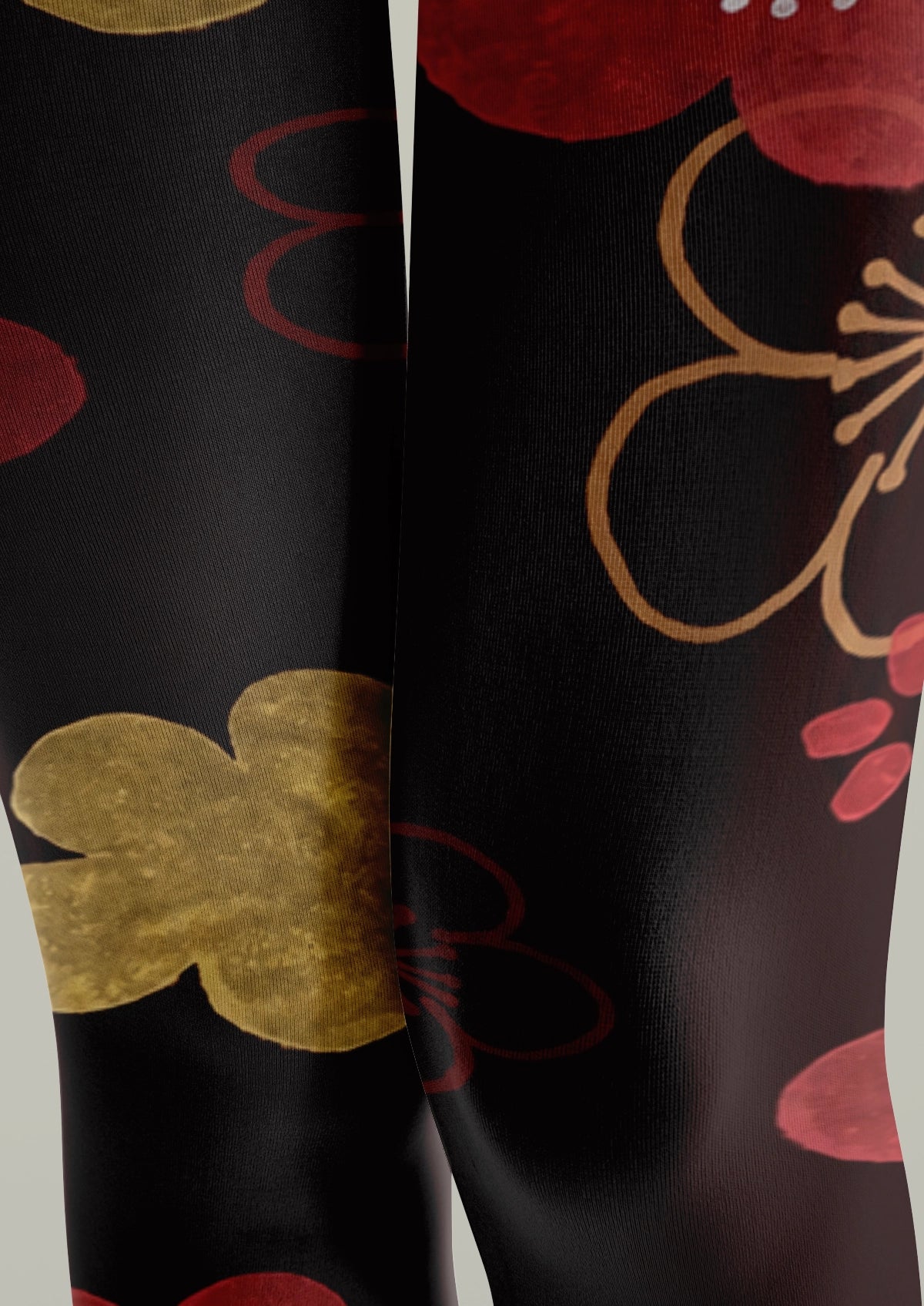 Black Gold Blossom Tights