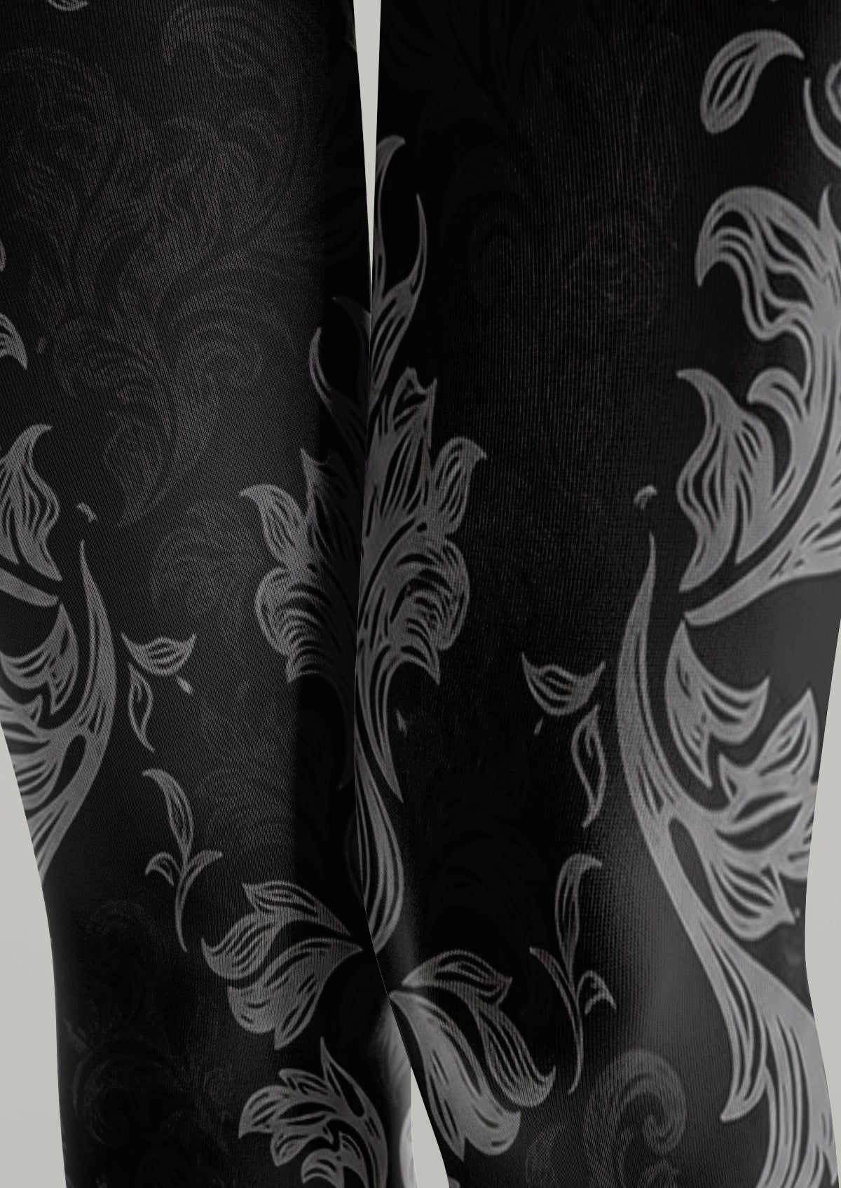 Black Botanical Floral Tights