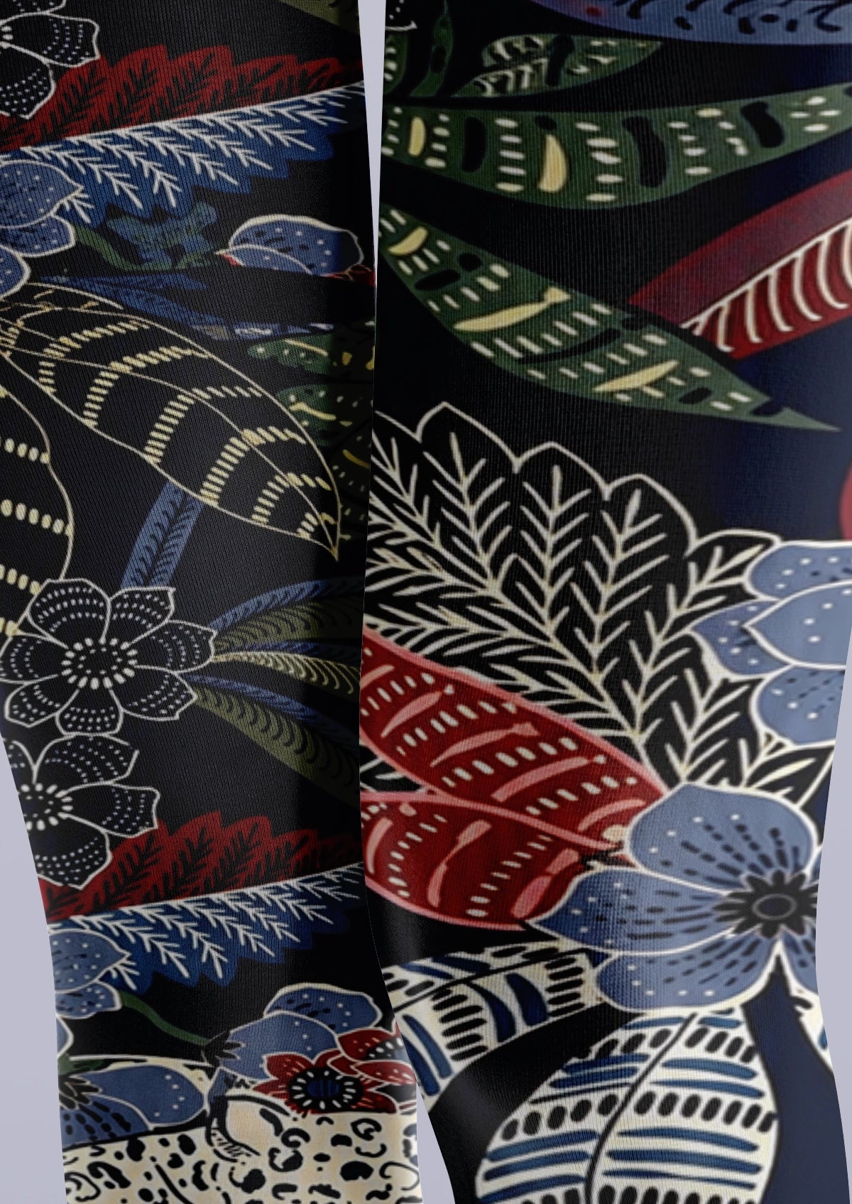 Navy Leopard Botanical Tights
