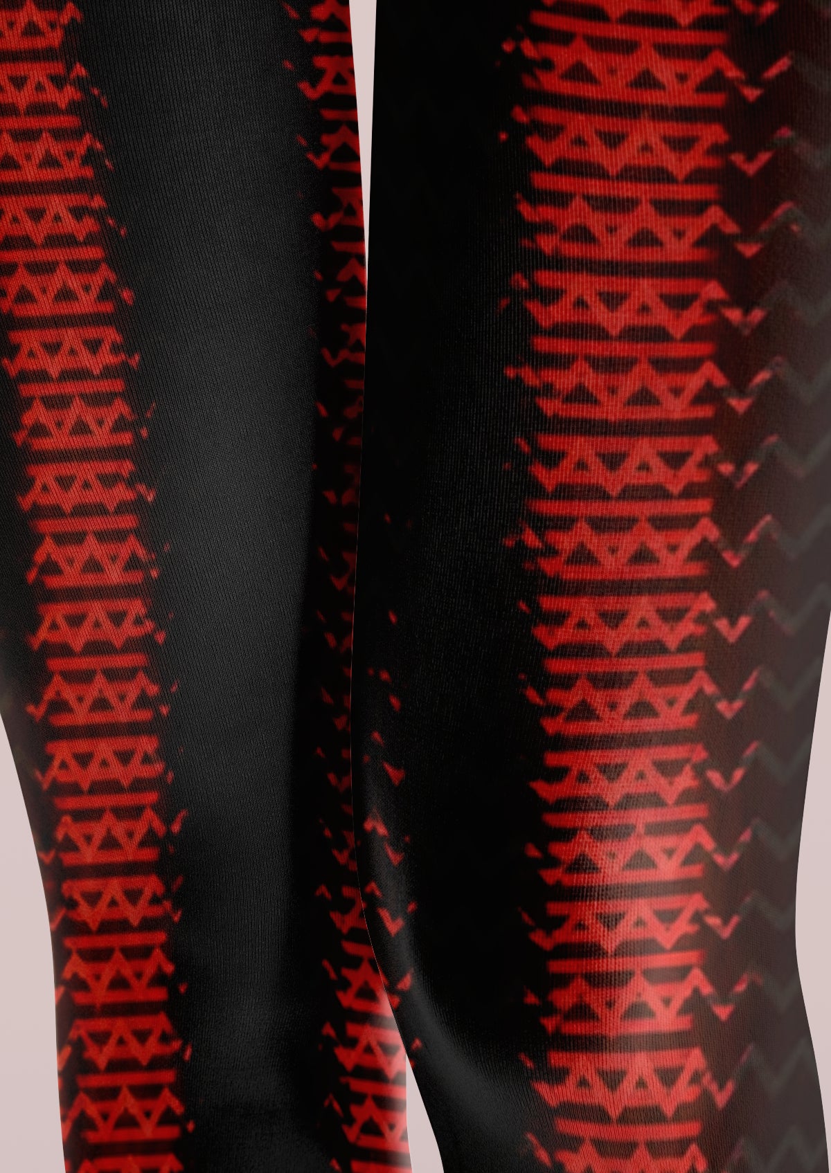 Black Red Geometric Stripe Tights
