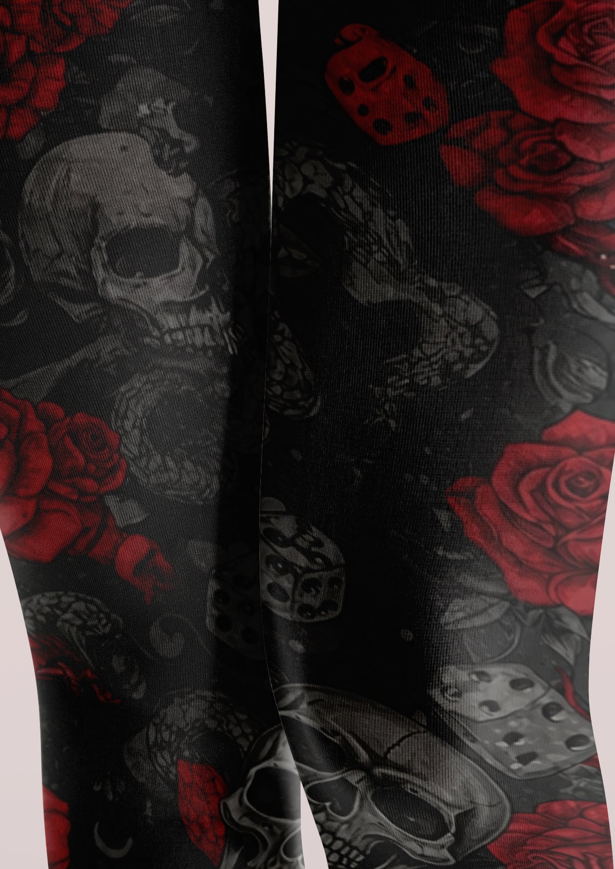 Black Skull Rose Dice Tights