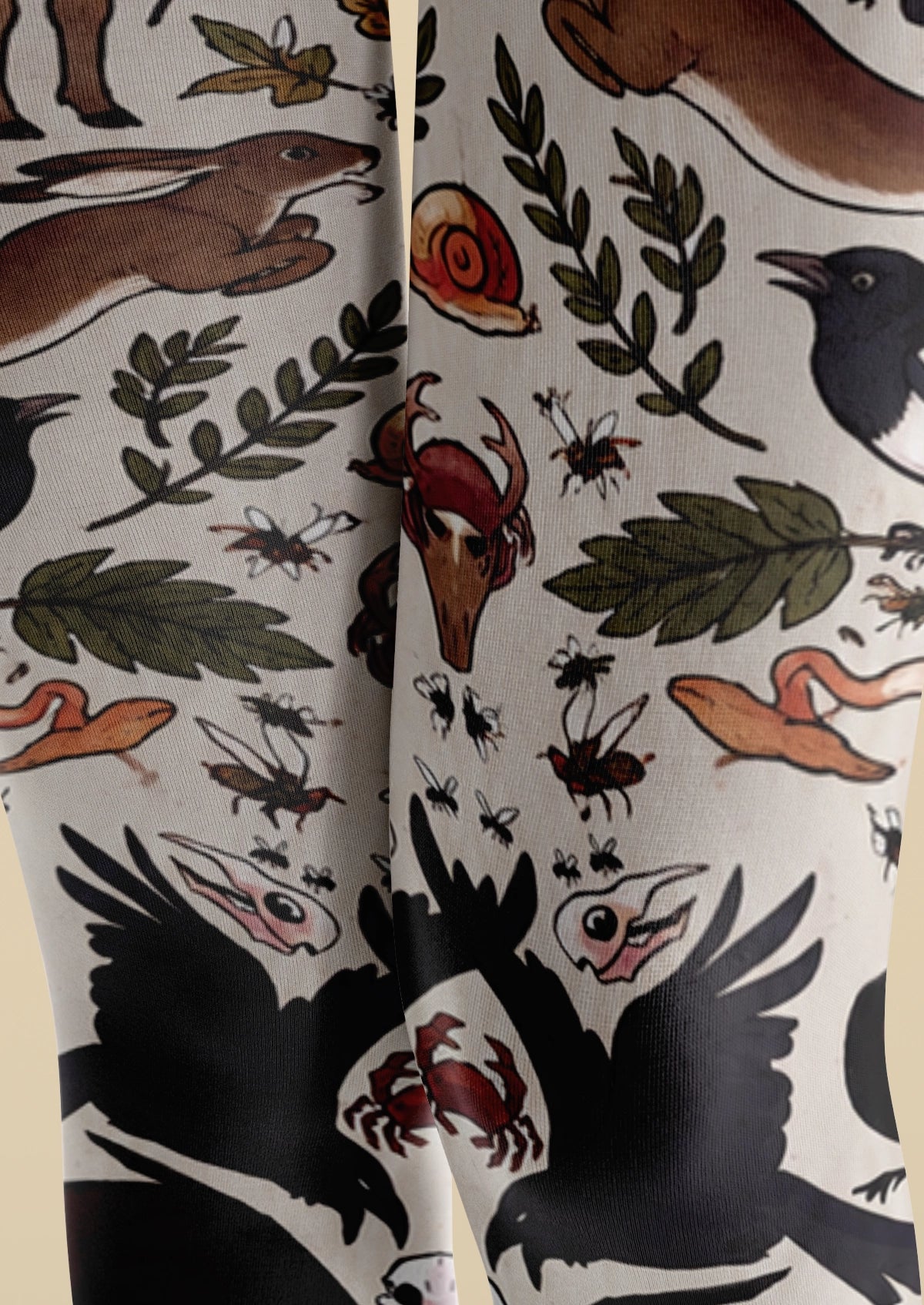 White Woodland Animal Tights