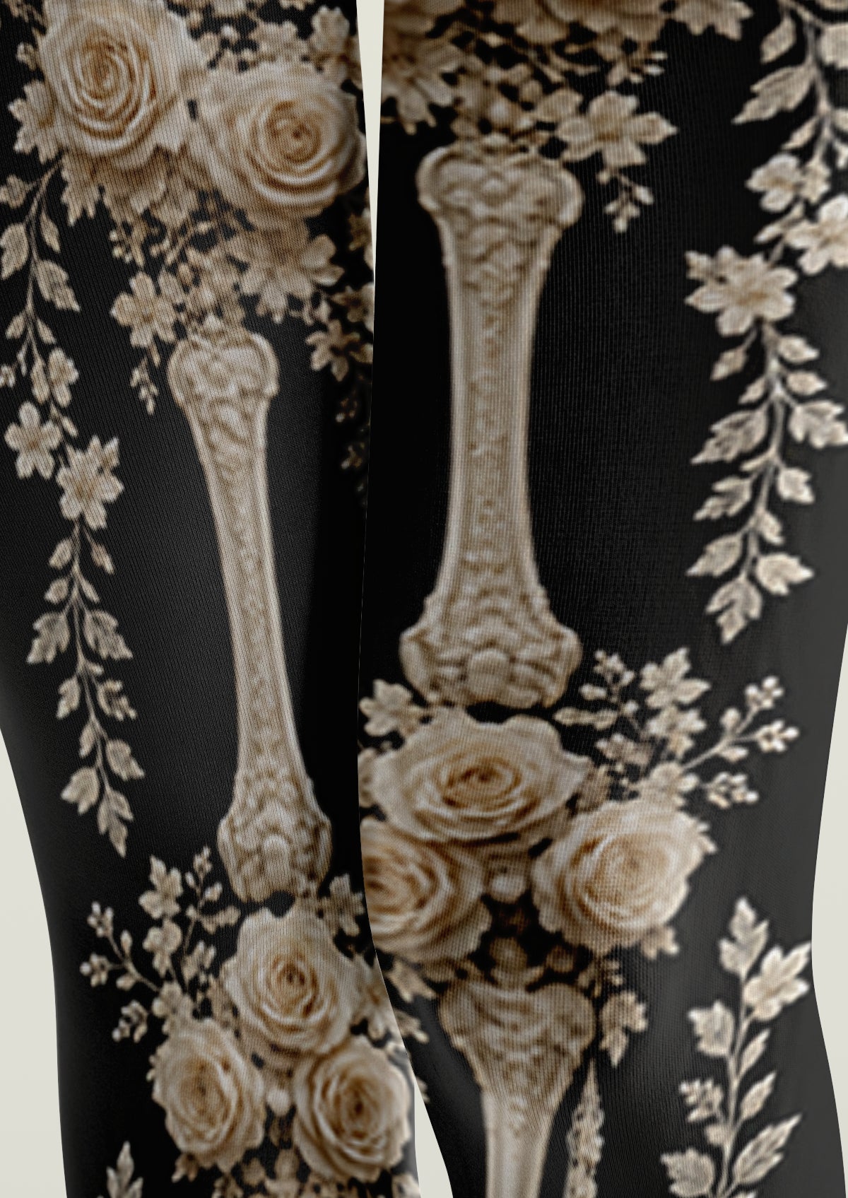 Black Antique Rose Tights