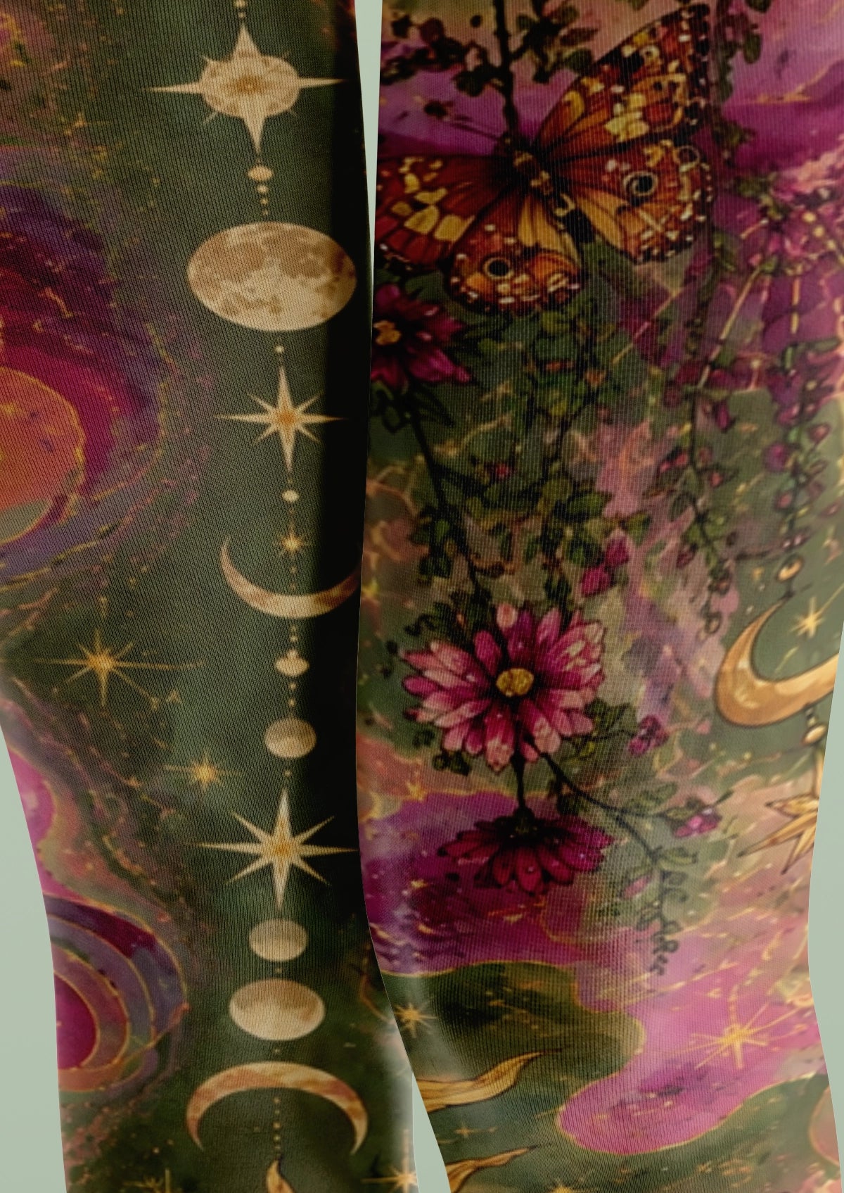 Green Celestial Sun Moon Tights