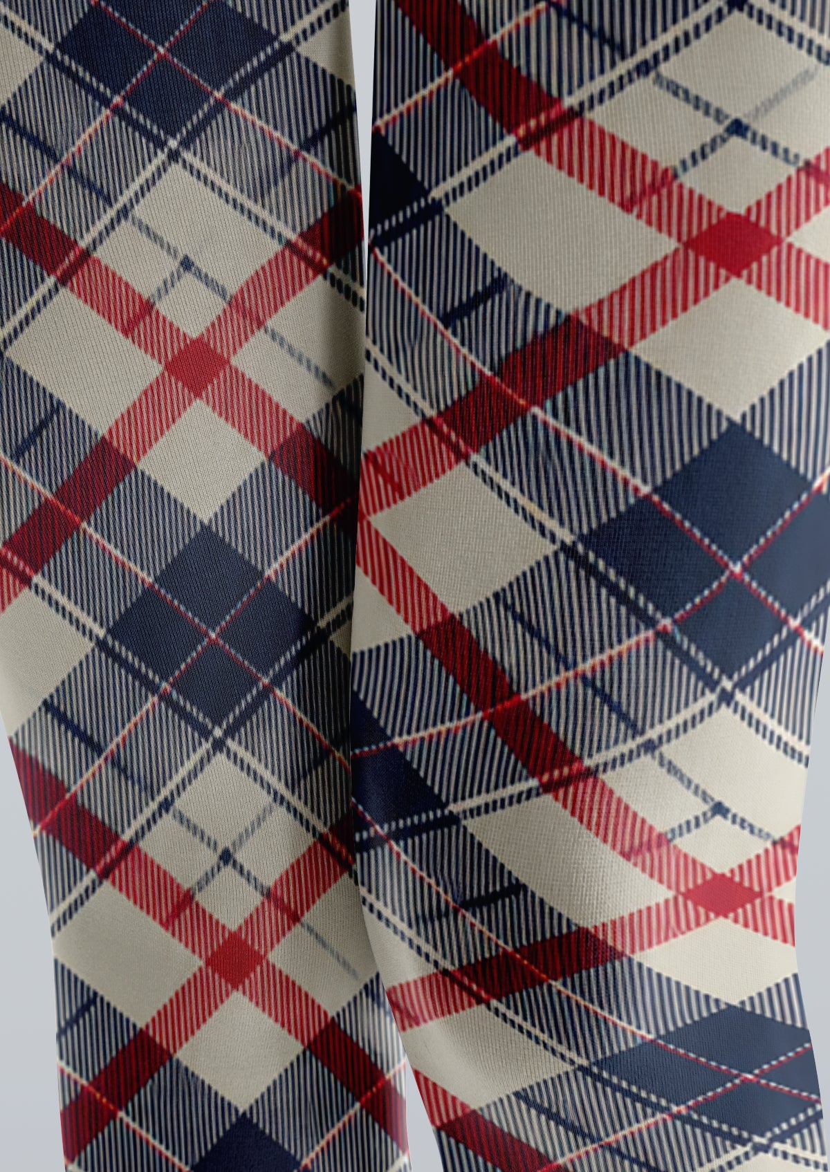 Ivory Navy Plaid Tights