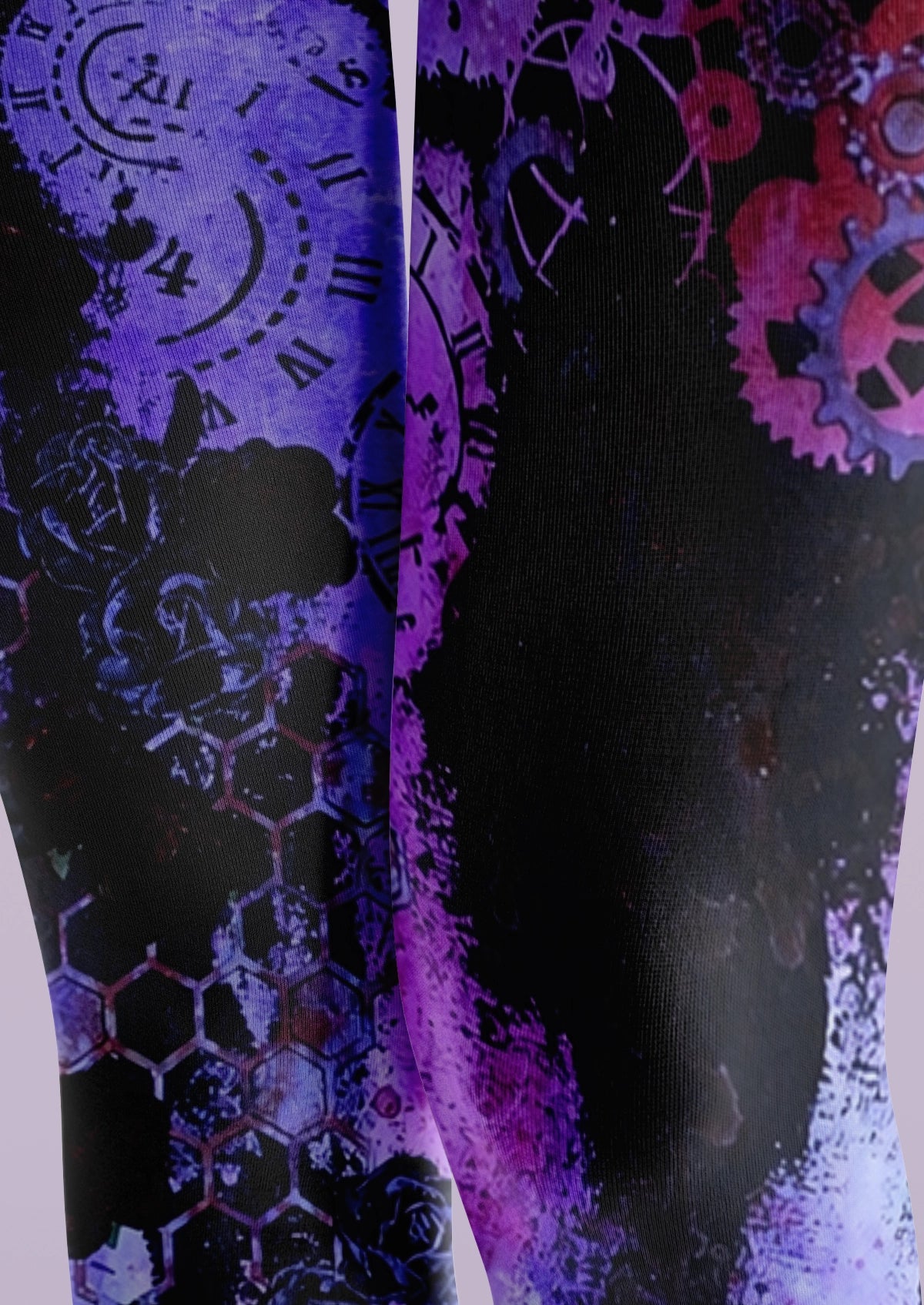 Black Gear Rose Tights