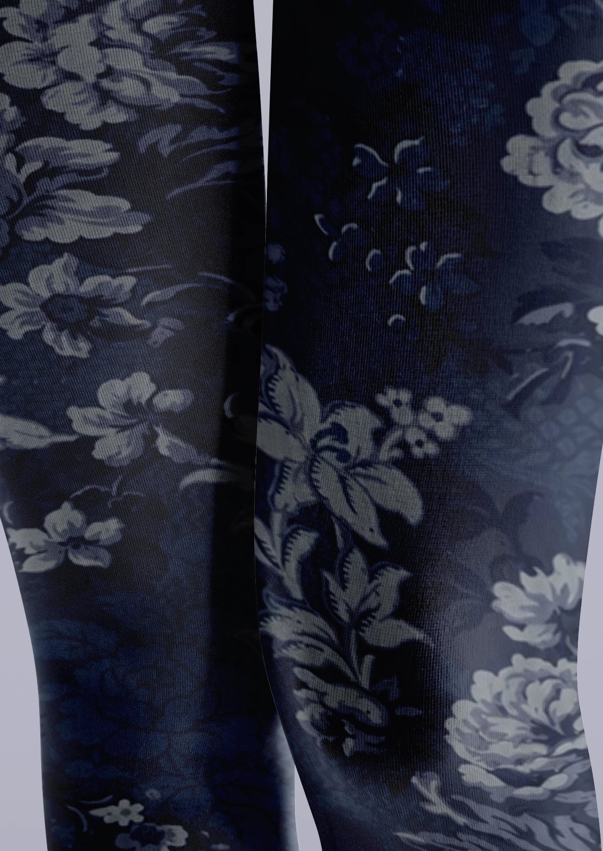 Navy Vintage Floral Tights