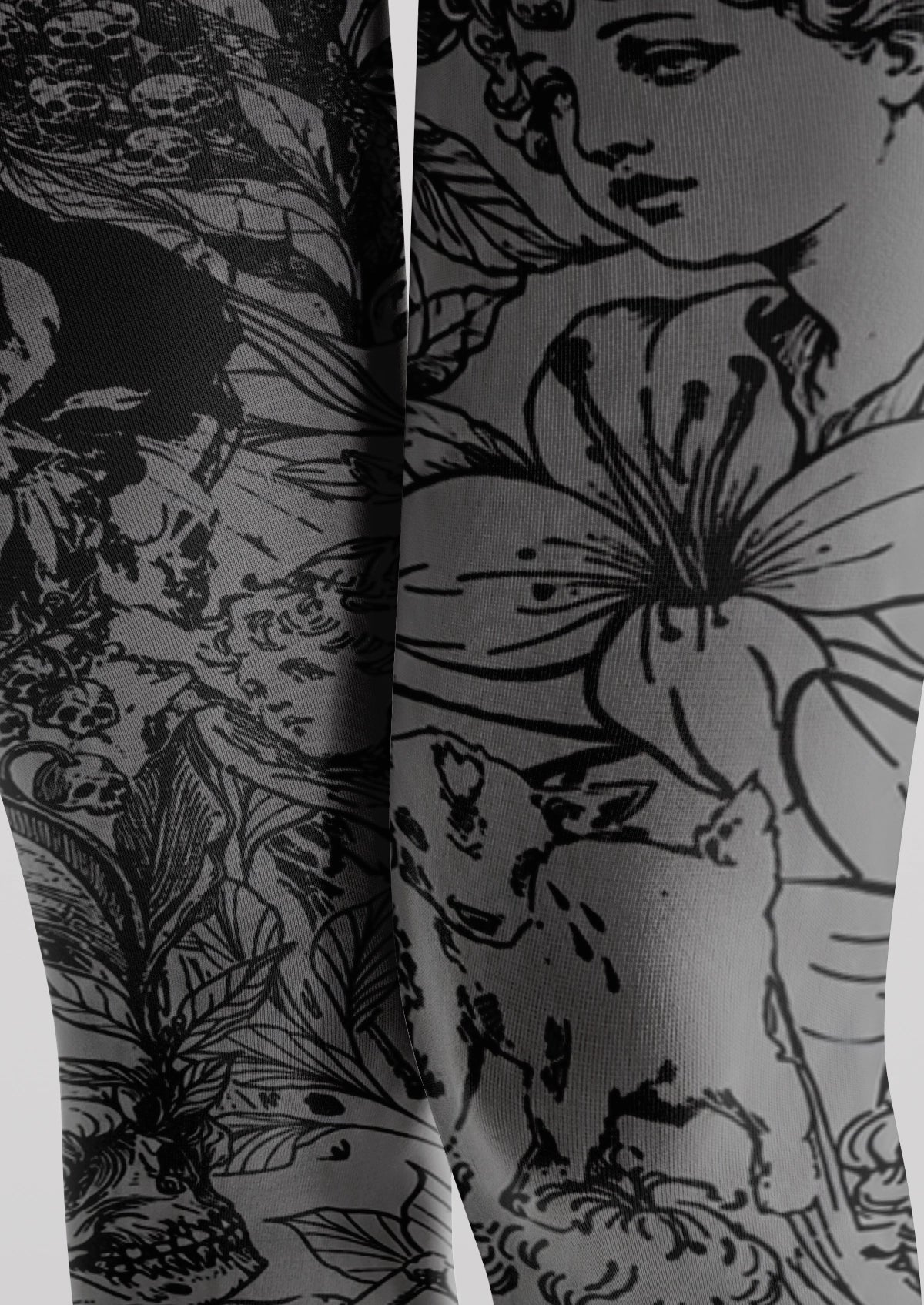 Gray Gothic Engraving Tights
