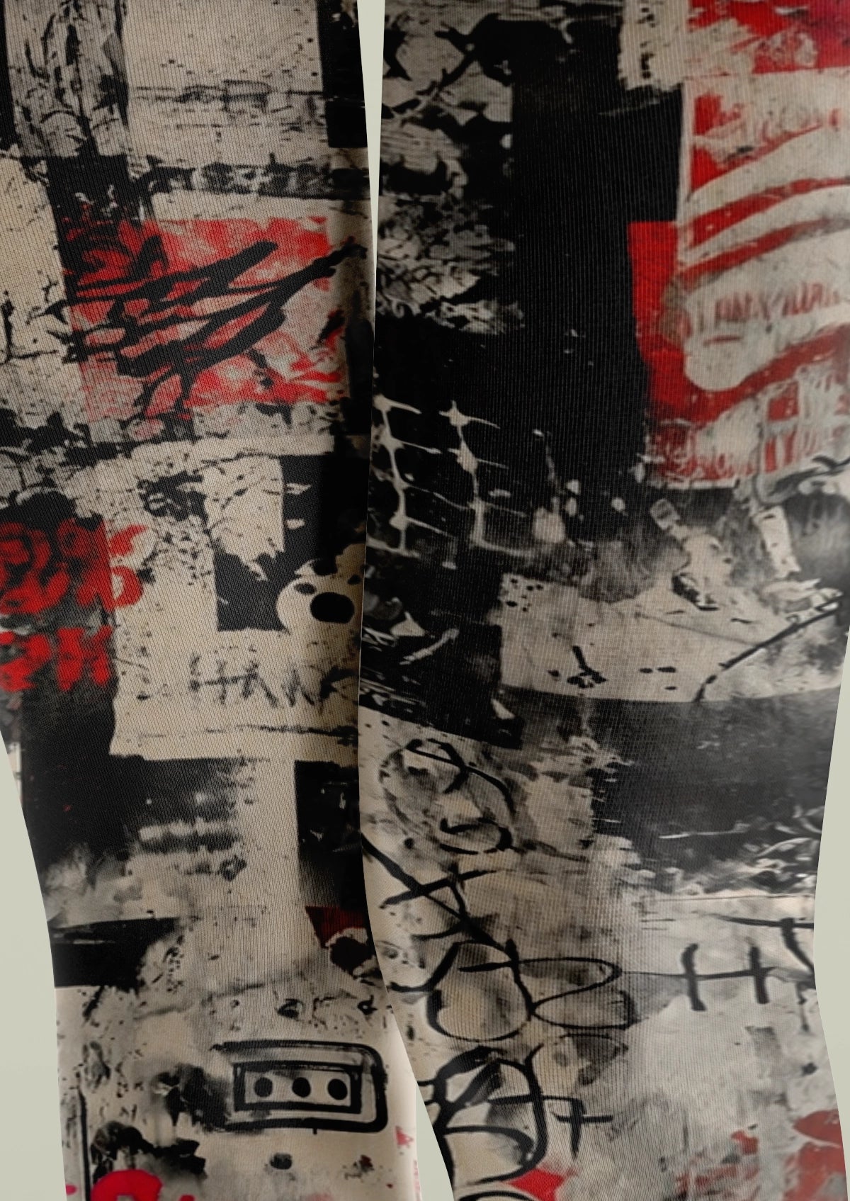 Red Urban Collage Tights