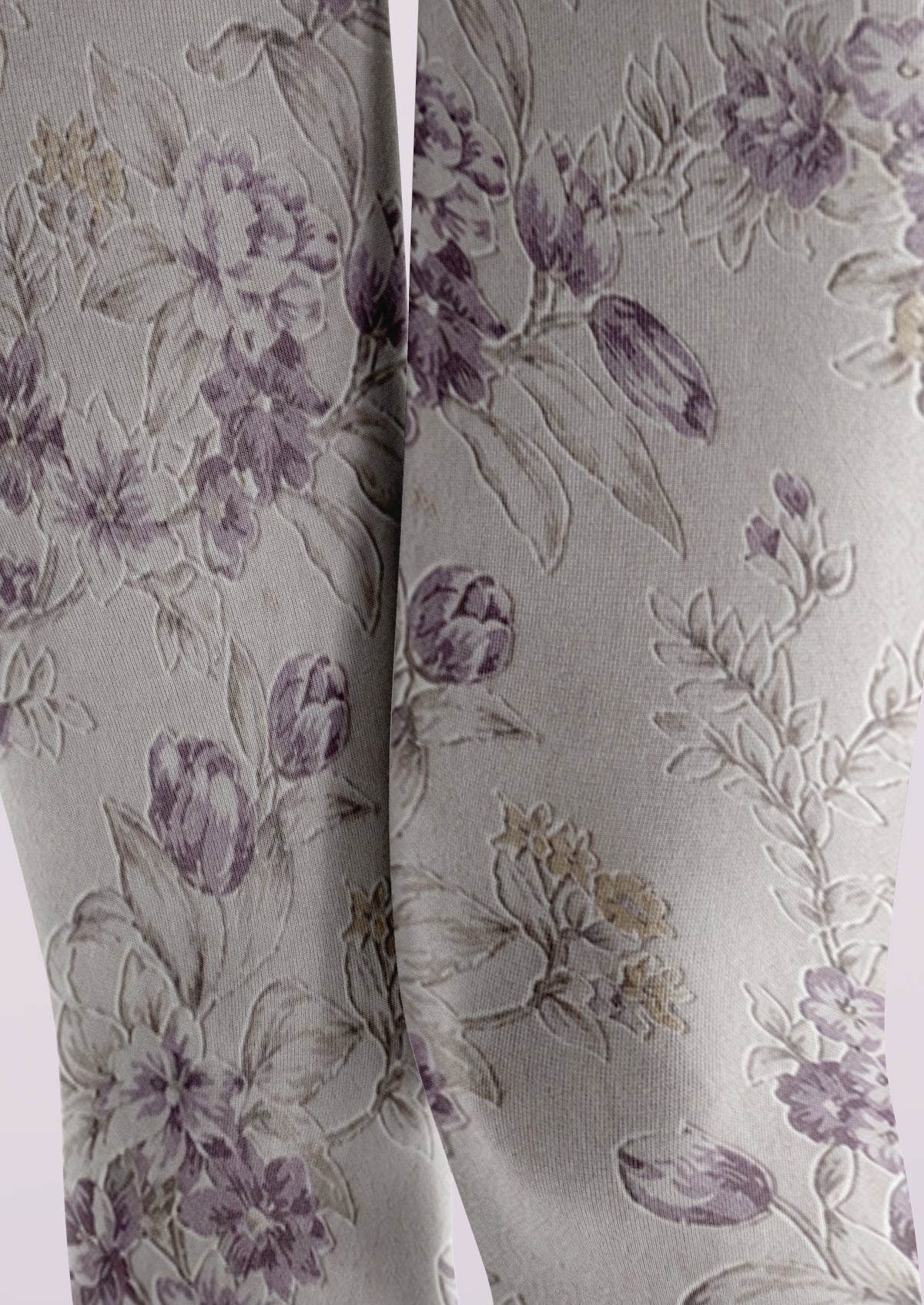 Ivory Lavender Floral Tights