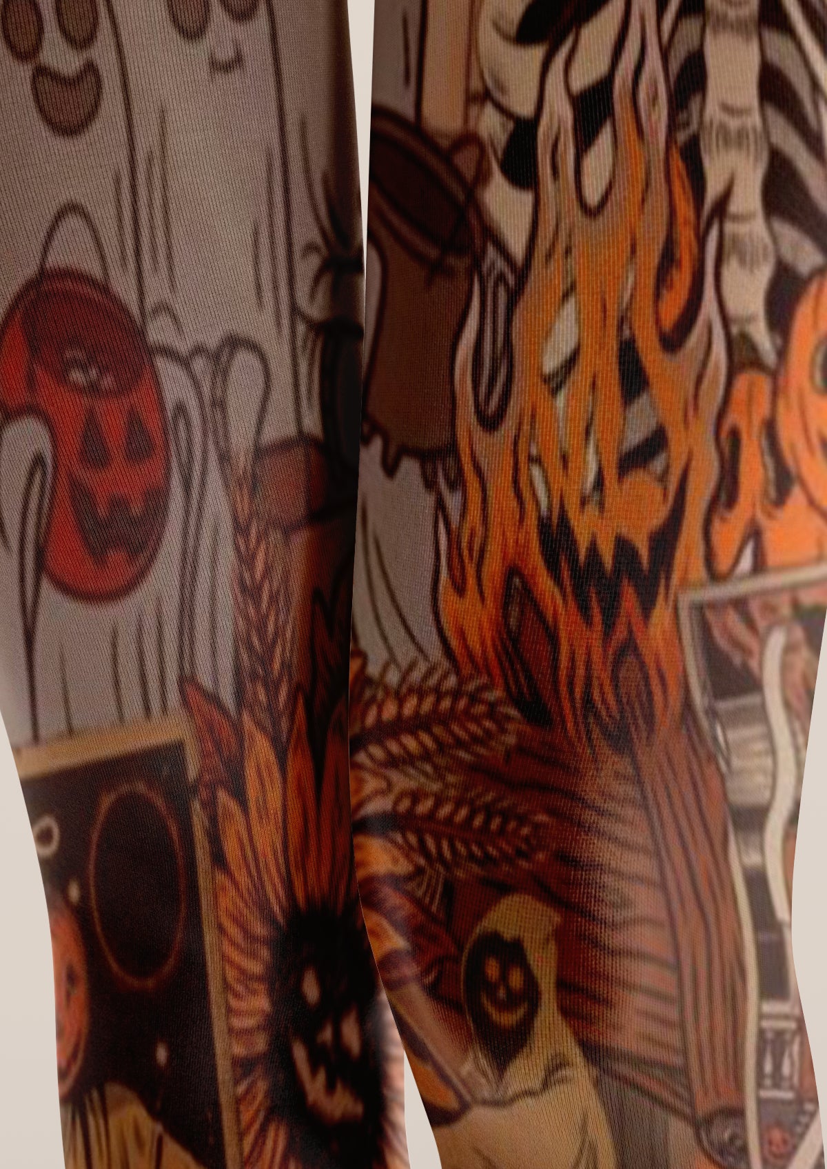 Black Halloween Collage Tights