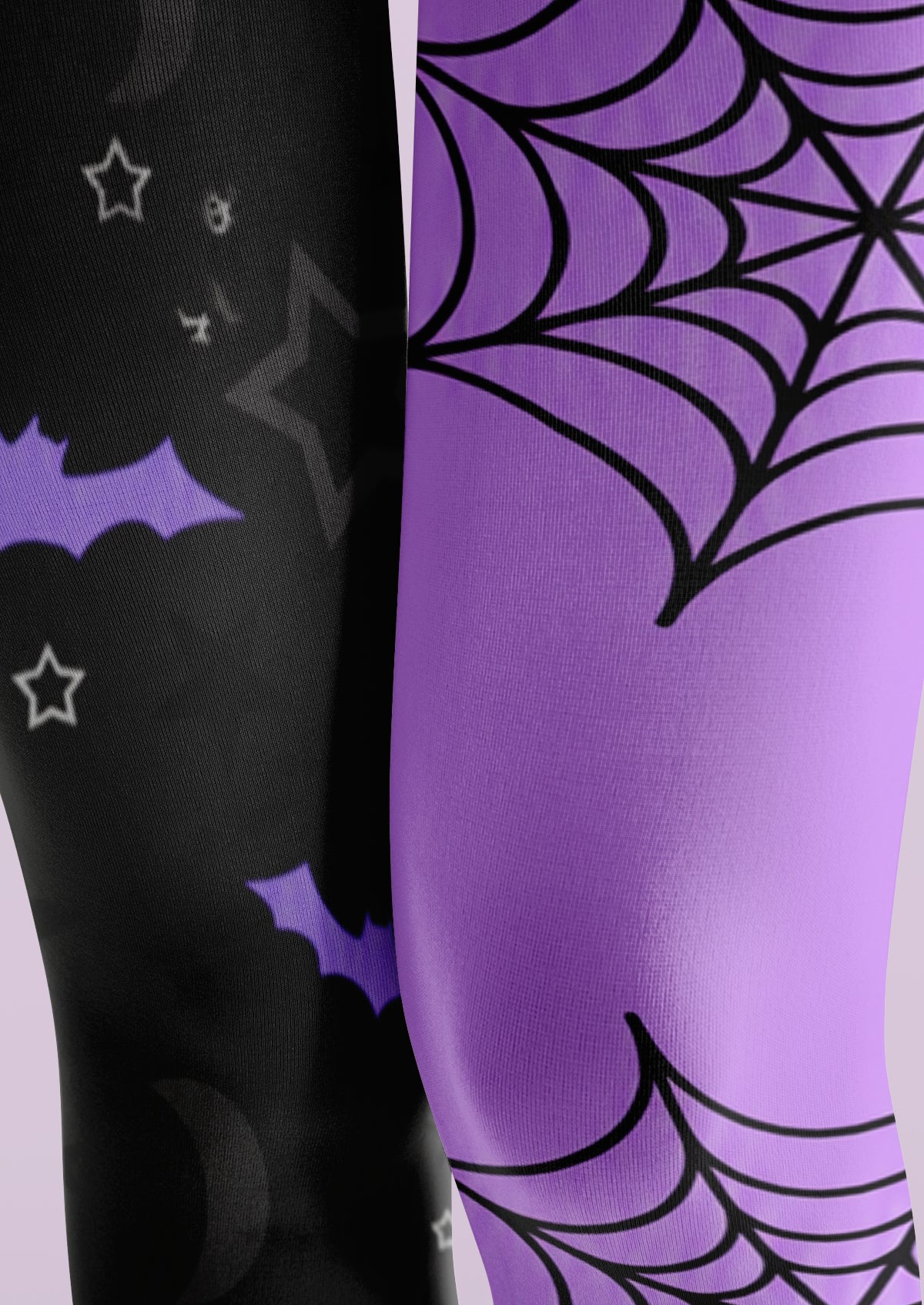 Black Purple Spiderweb Bat Tights
