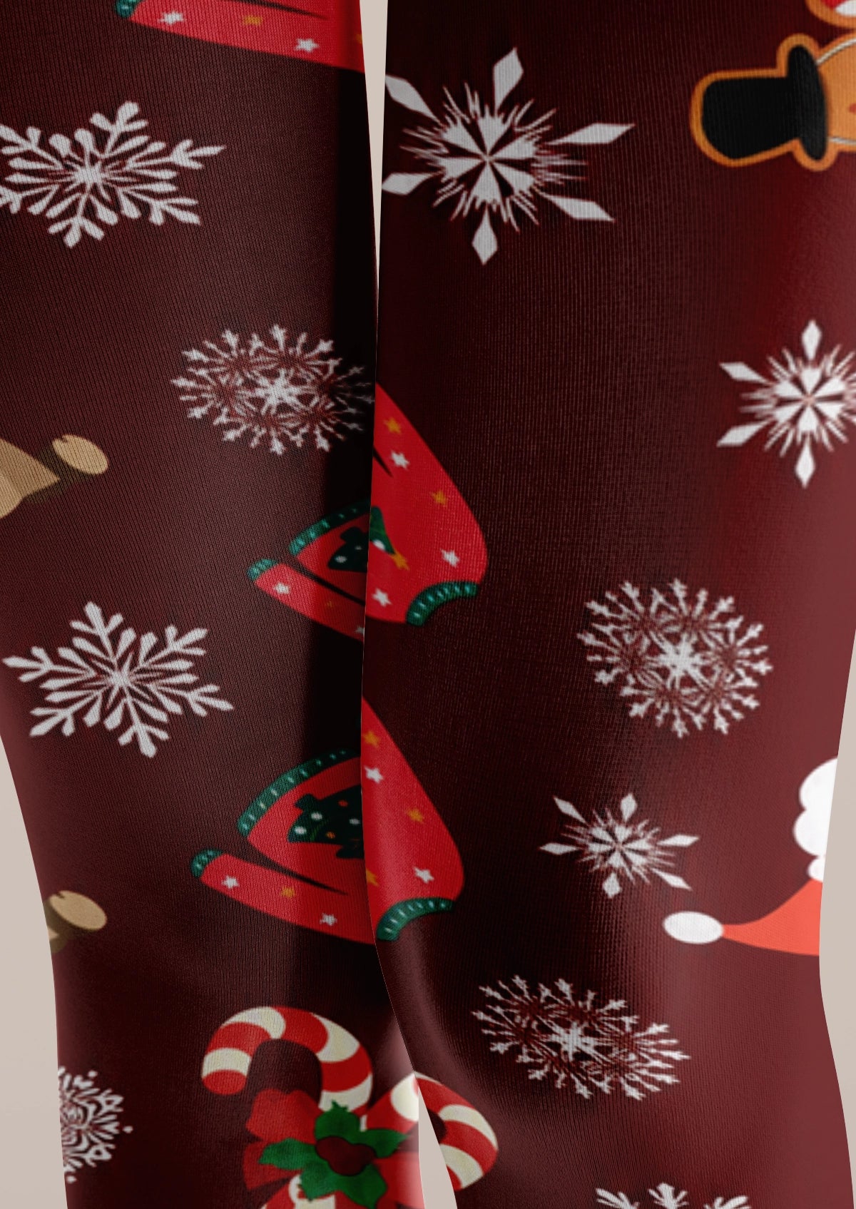 Burgundy Holiday Icon Tights