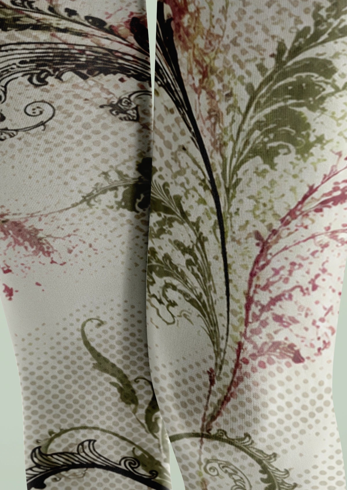 Ivory Ornamental Floral Tights