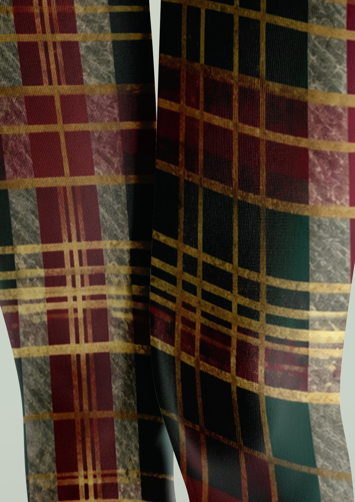 Green Burgundy Plaid Tights