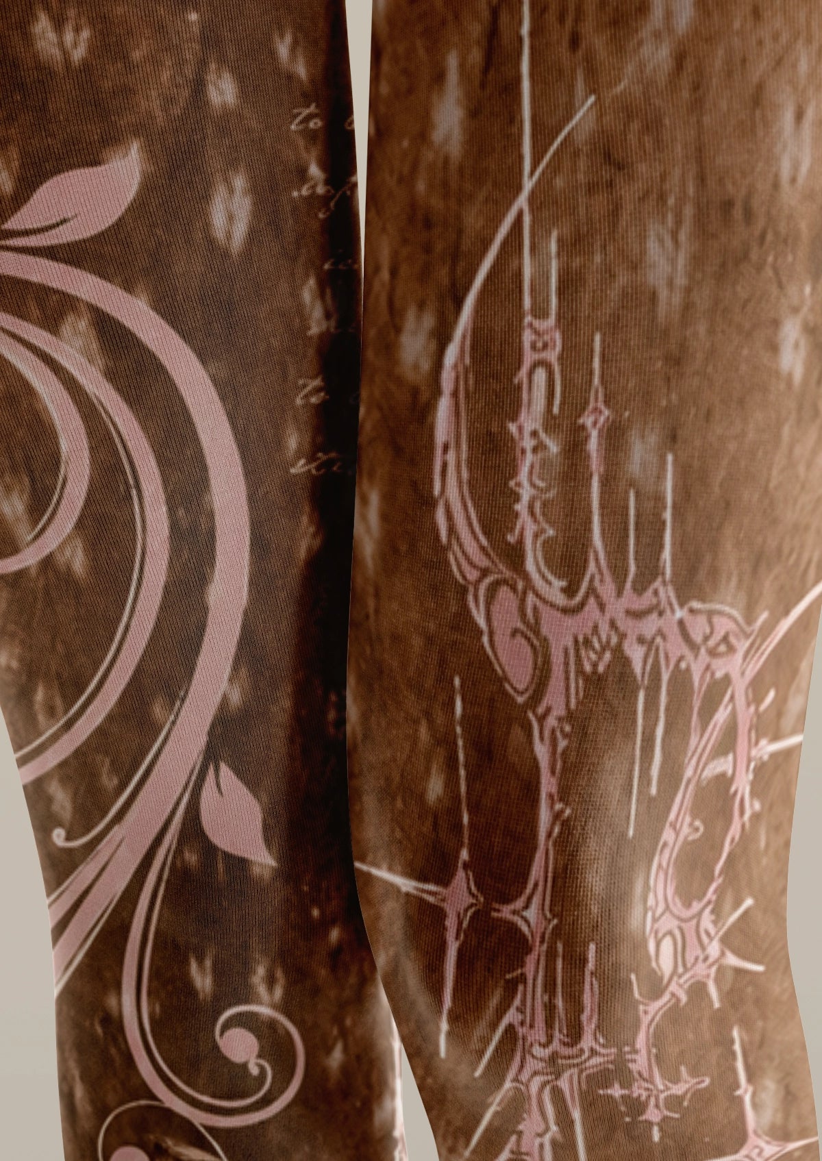 Brown Vintage Deer Tattoo Tights