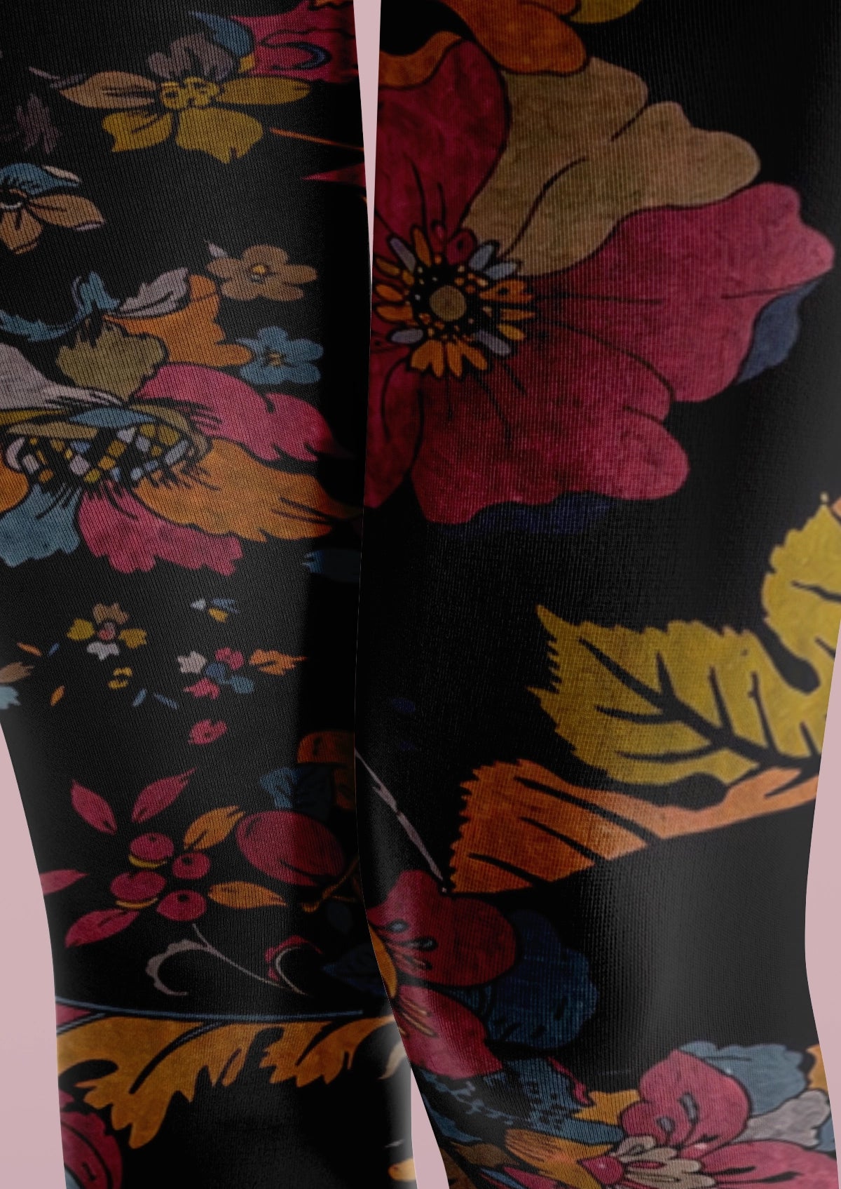 Black Vintage Floral Tights
