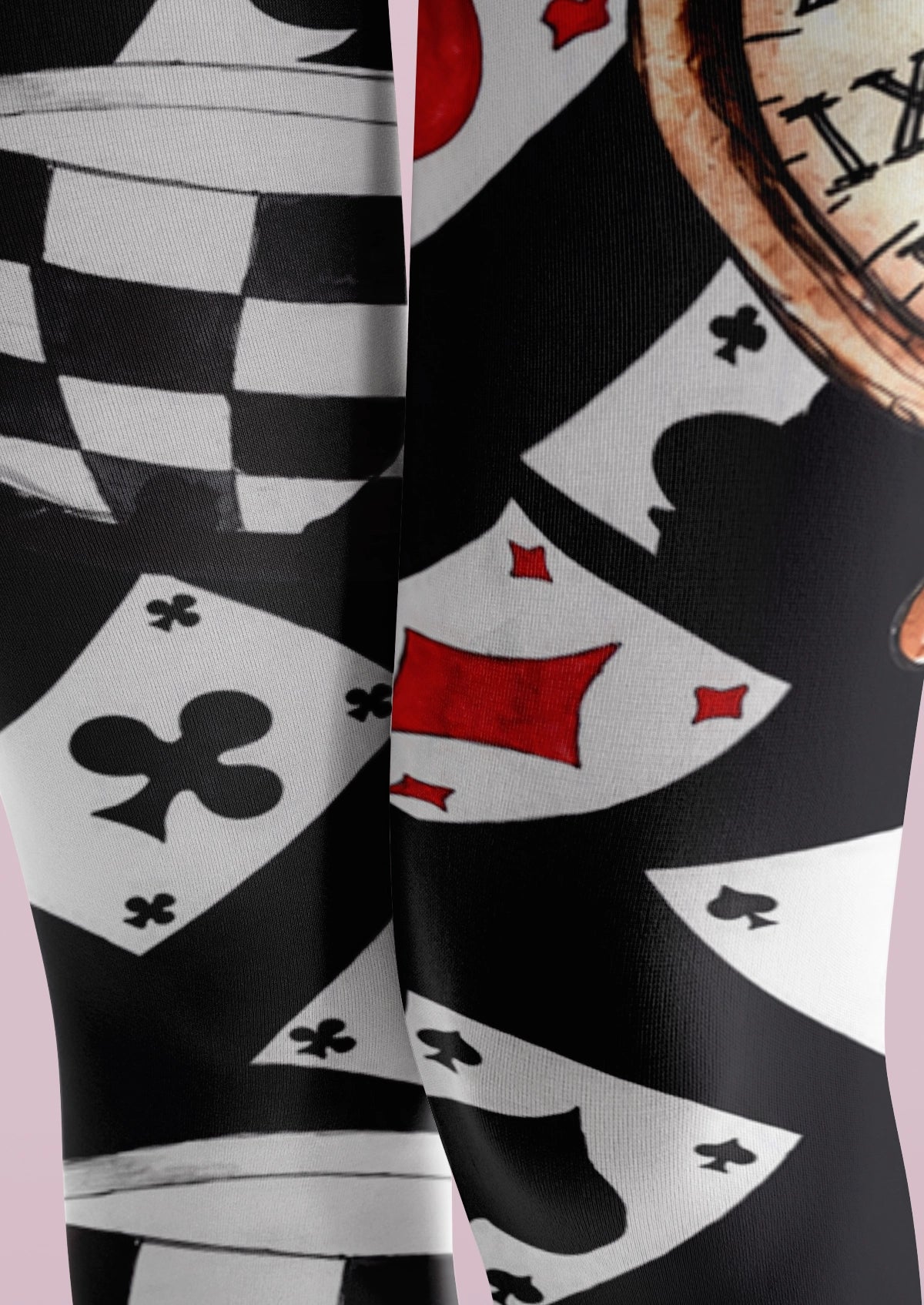 Black Playing Card Collage Tights