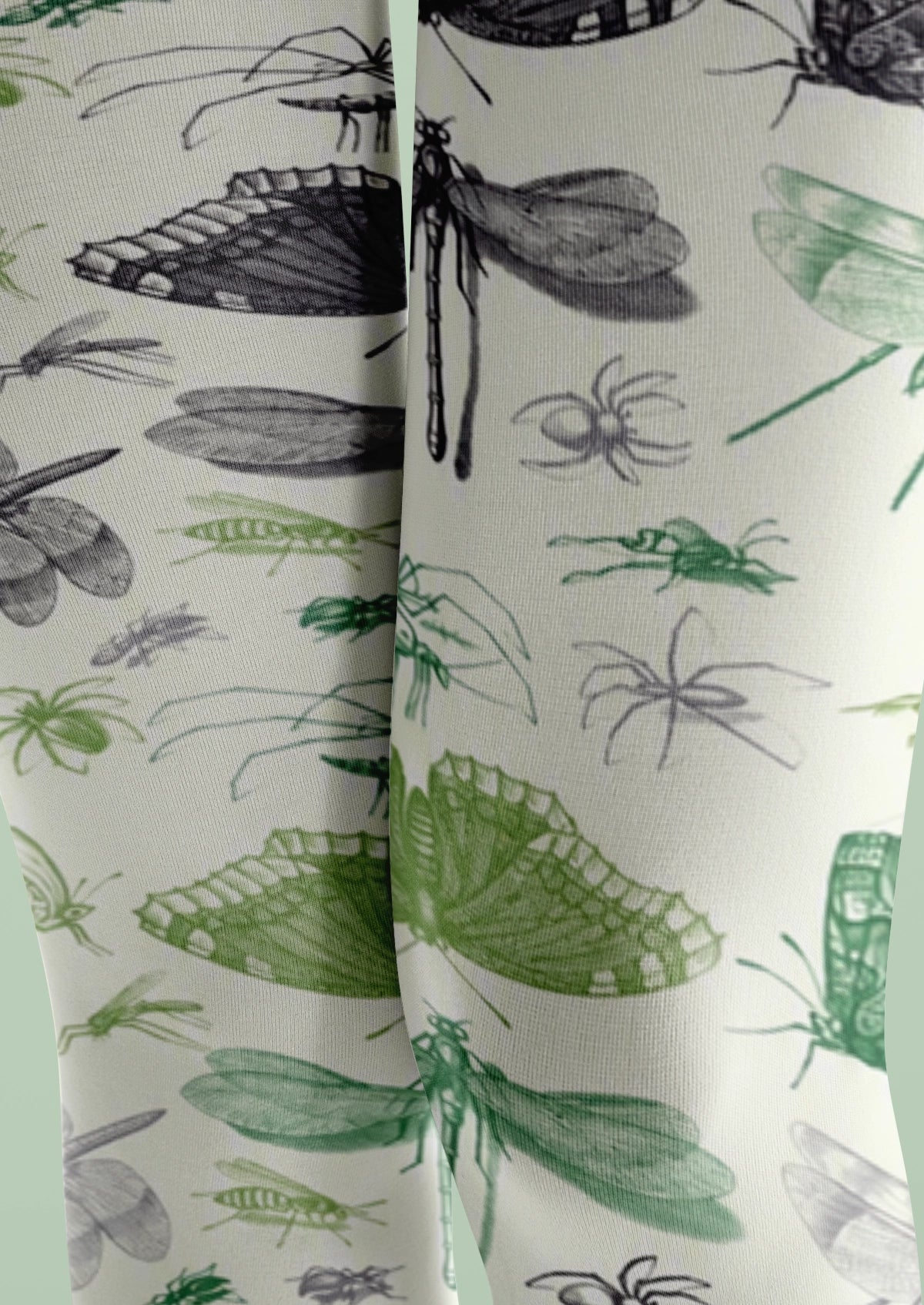 White Botanical Insect Tights
