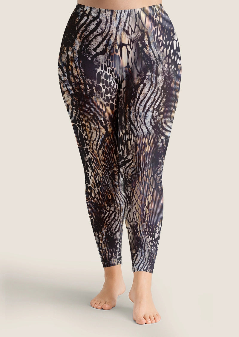 Black Mixed Animal Print Footless Tights