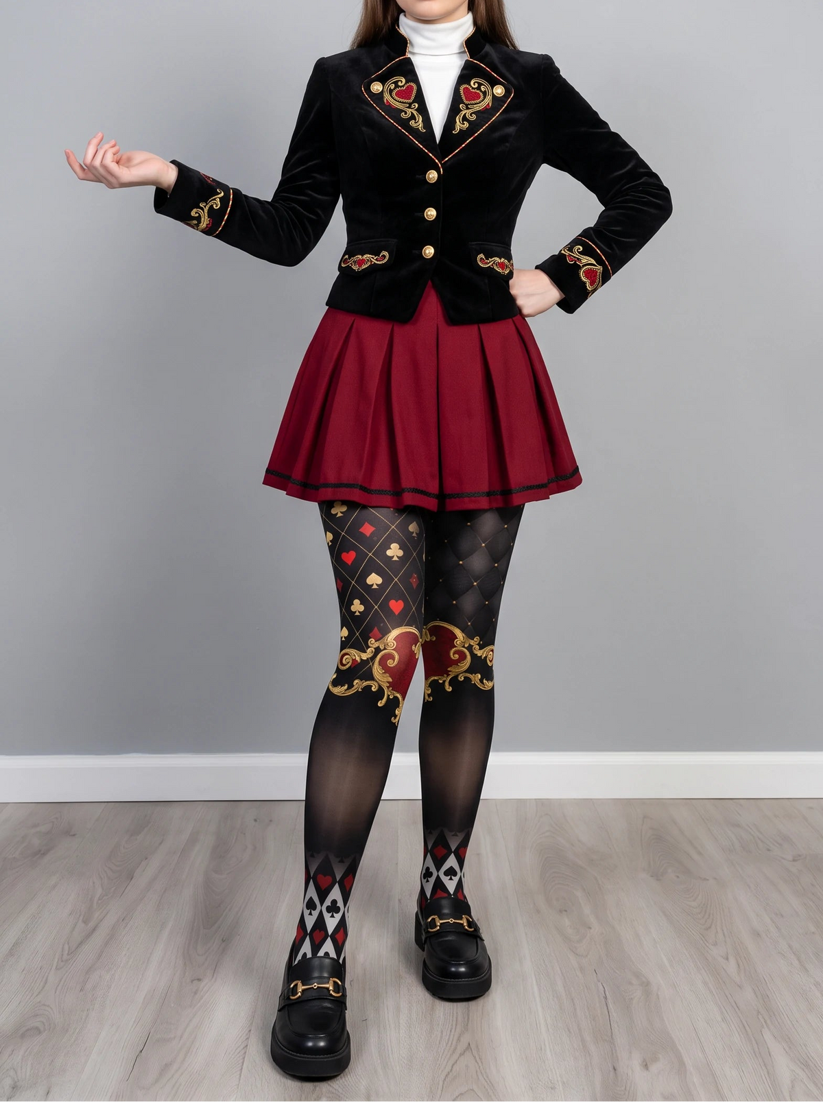 Black Playing Card Heart Tights