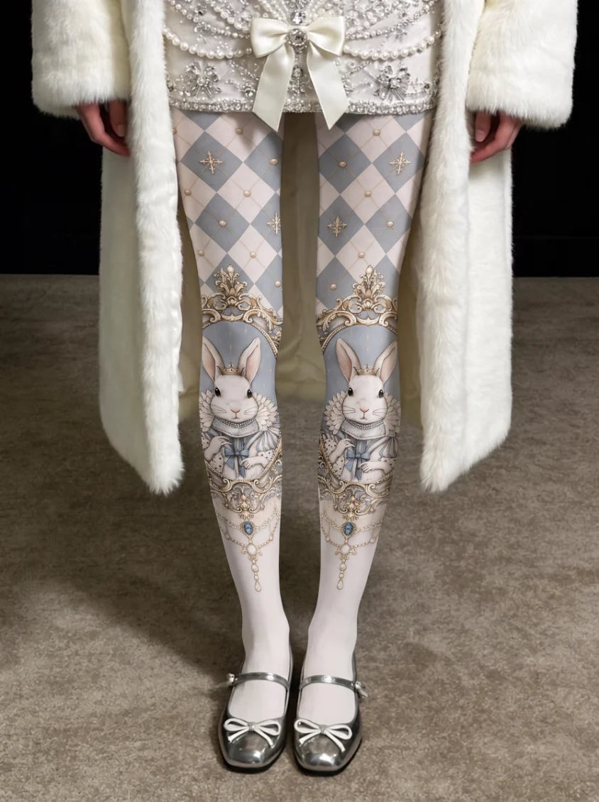 Gray Crowned Rabbit Tights