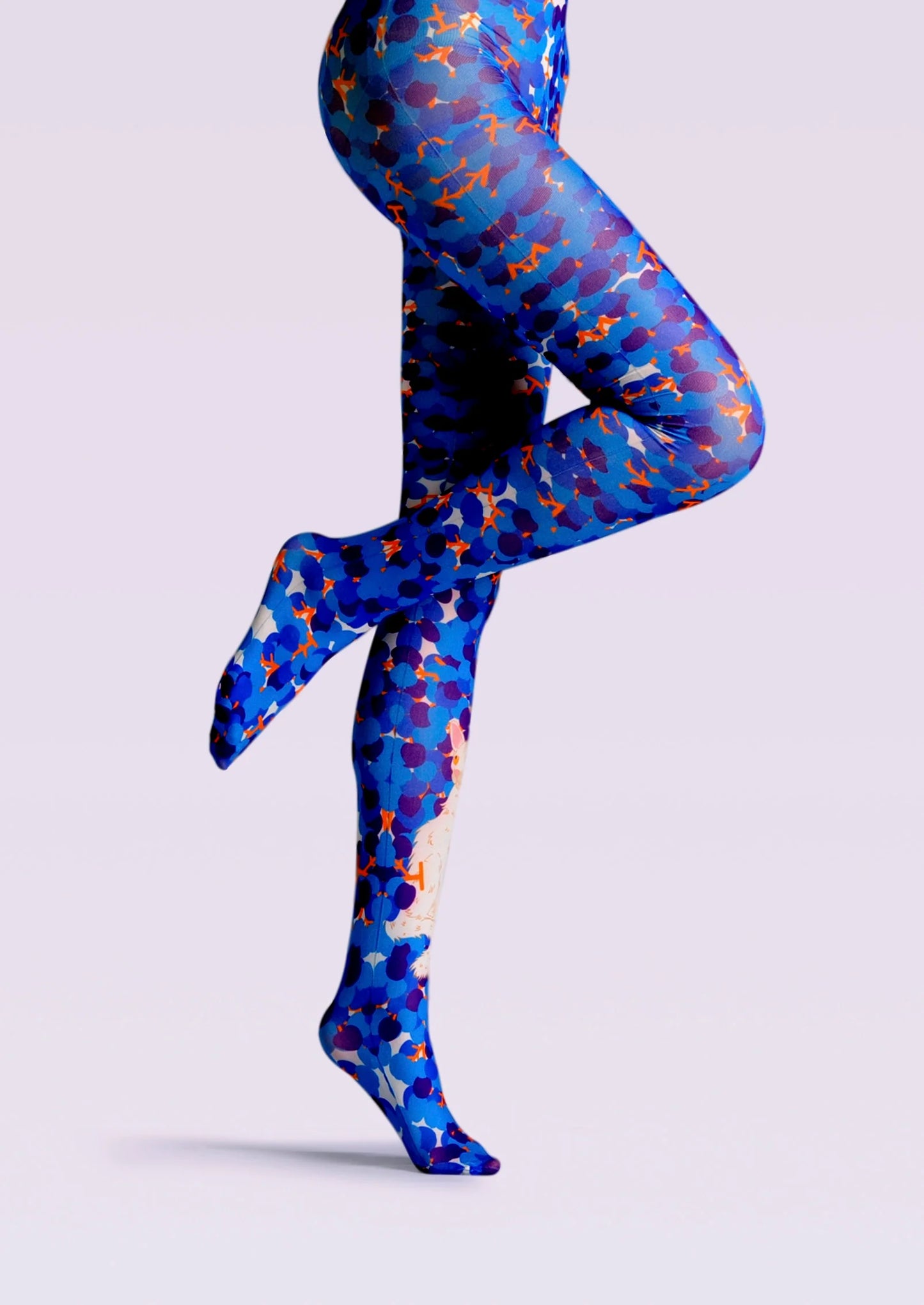 Fun art Print Tights Color Pantyhose/Tights [Cat in Purple vineyard]