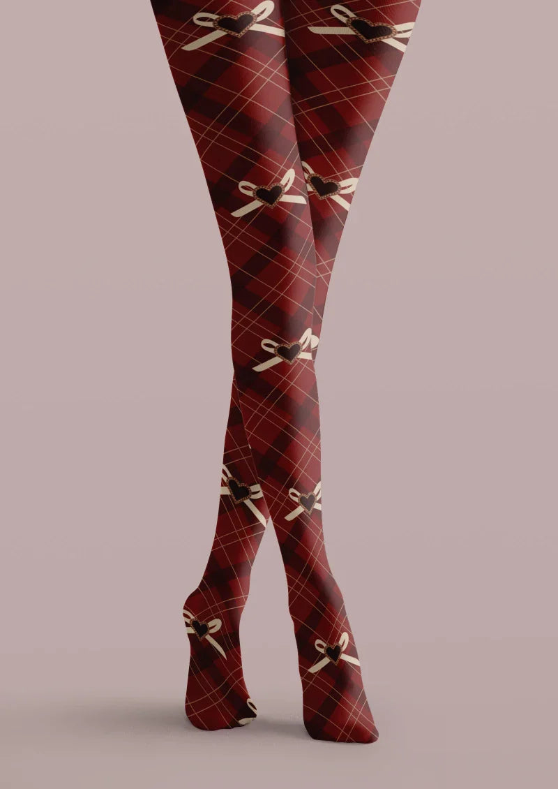 Red Tartan Bow Plaid Tights Hosiery Pantyhose