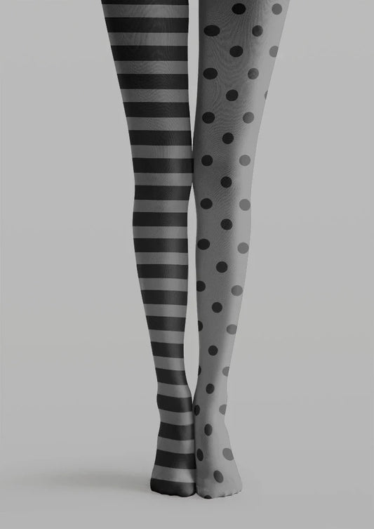 Striped & Polka Dot Gray Tights Hosiery Pantyhose