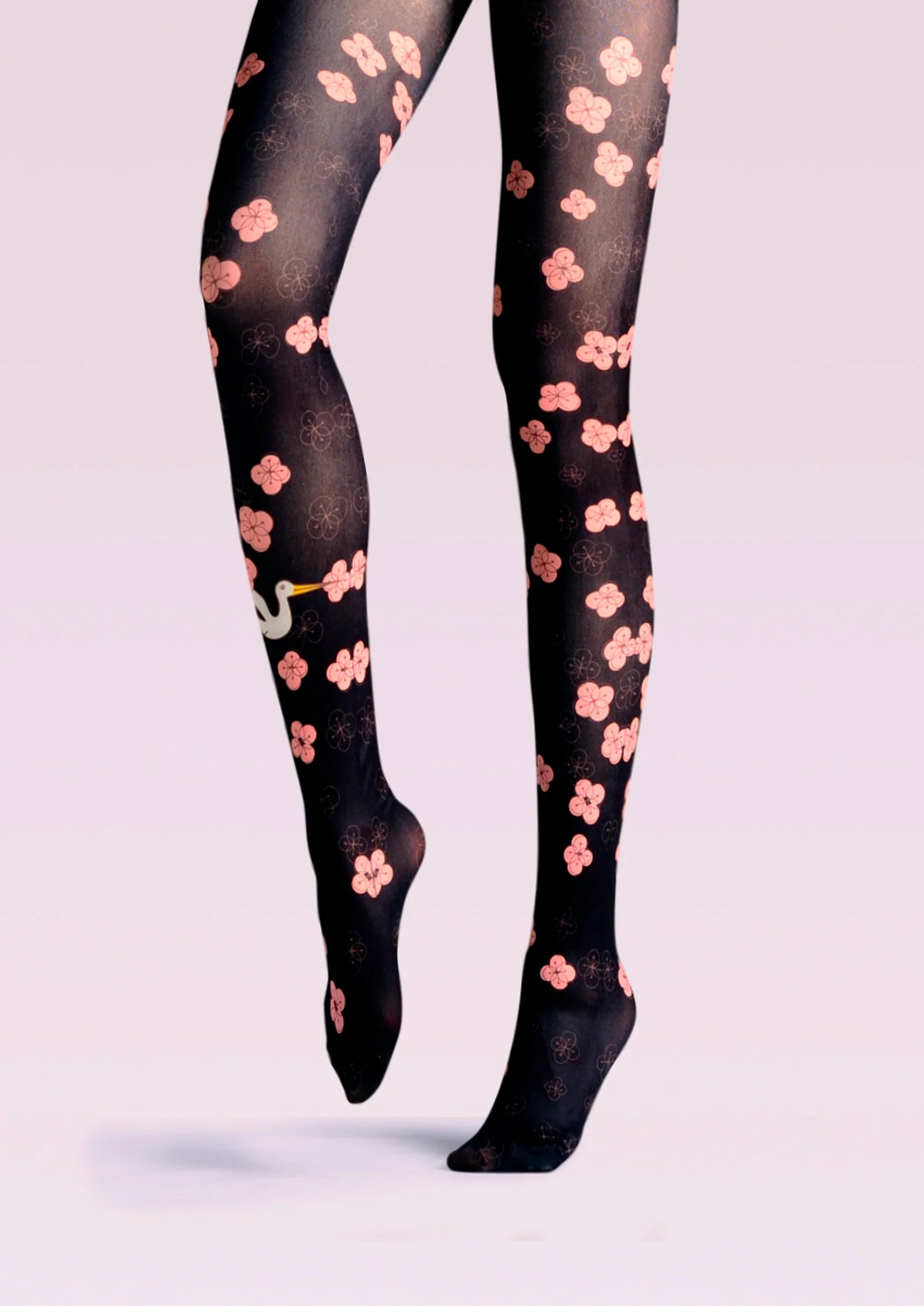 Cherry Blossoms Print Tights Hosiery Pantyhose