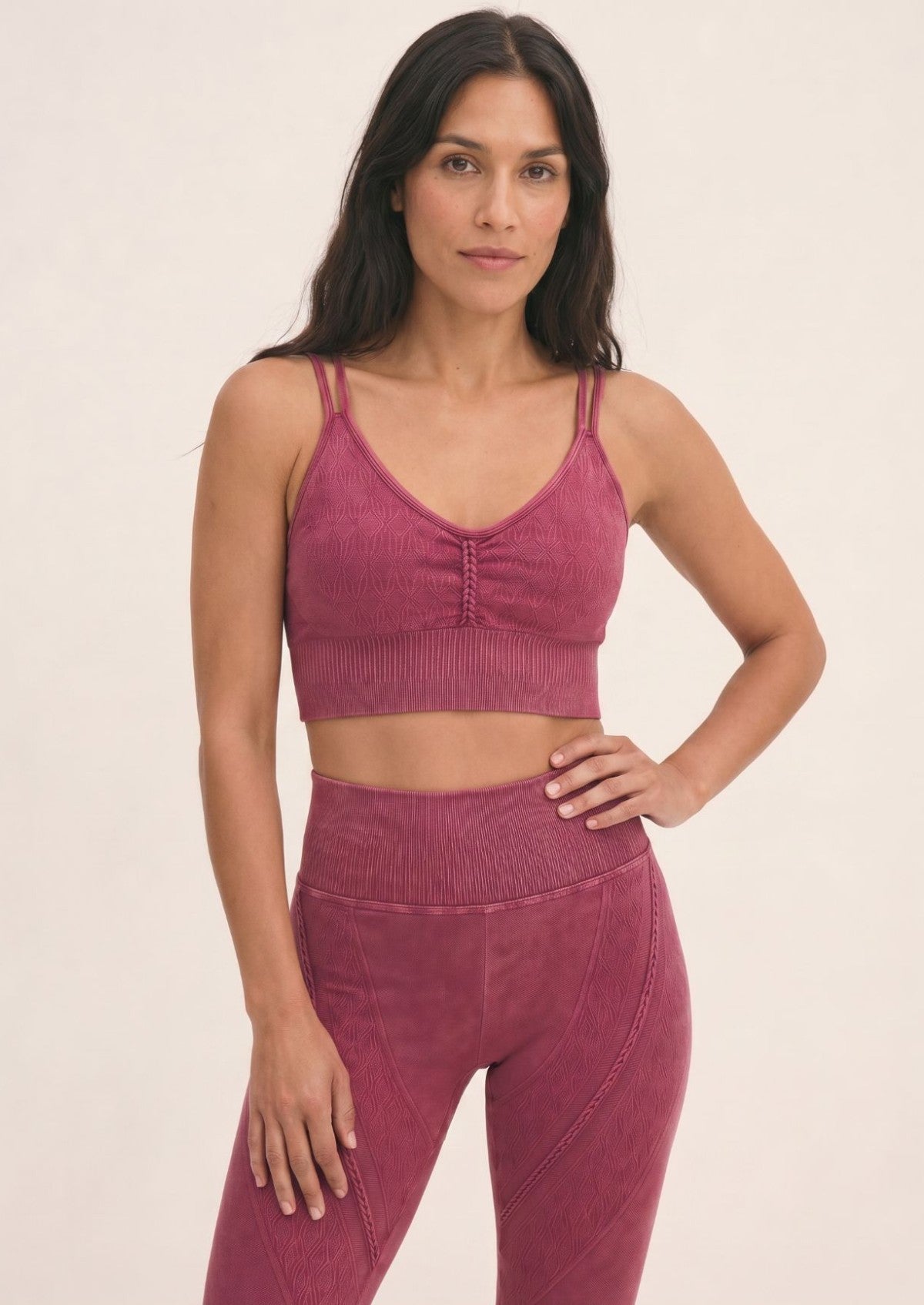 Rosewood Mineral Wash Seamless Leggings & Bra Set