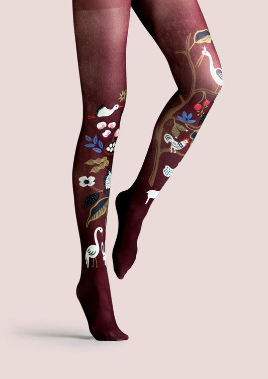 Fun art Print Tights Cartoon animals Pantyhose/Tights [Whimsical Secret Garden]