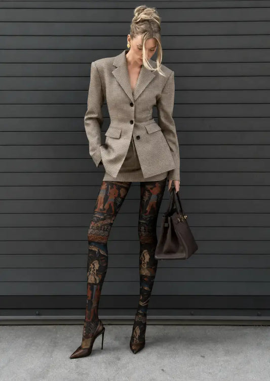 Ancient Greek Fresco Graphic Tights Hosiery Pantyhose