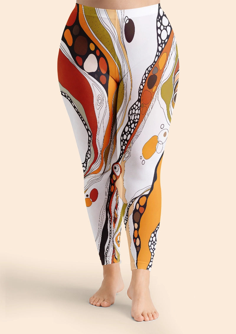 Abstract Retro Graphic Footless Tights Hosiery Leggings