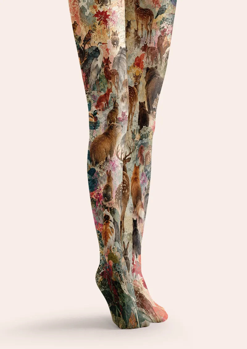 Woodland Animal Floral Tights