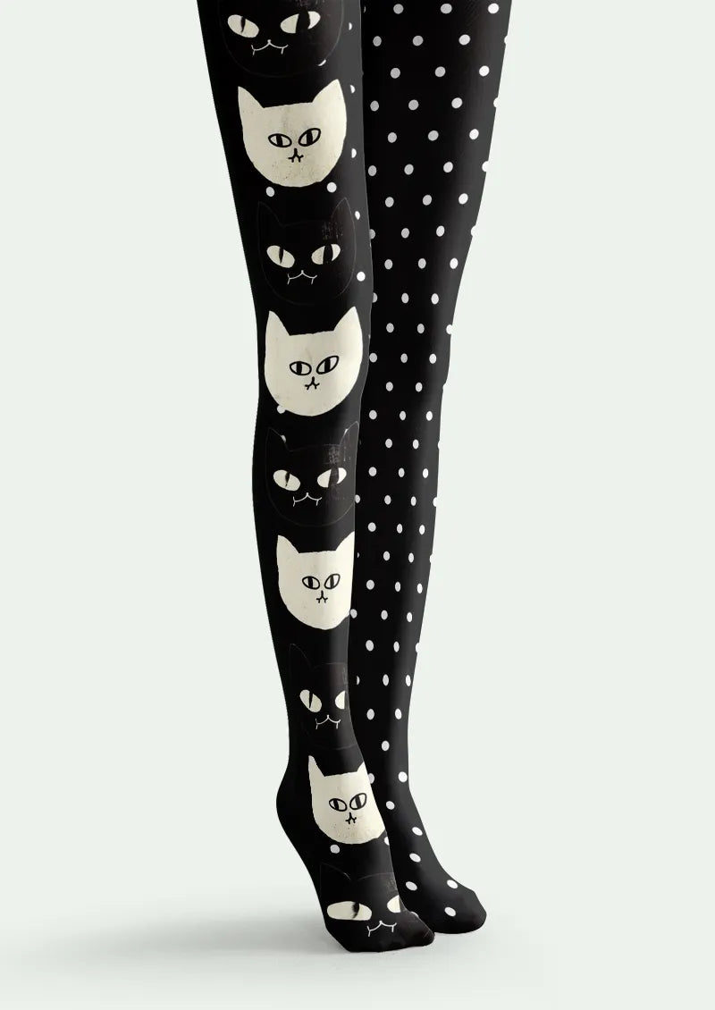 Black Cat and Polka Dot Tights