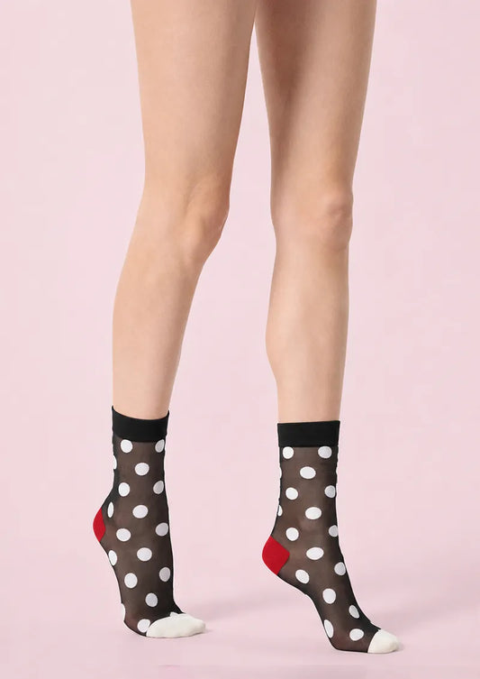 Sheer Polka Dot Contrast Socks