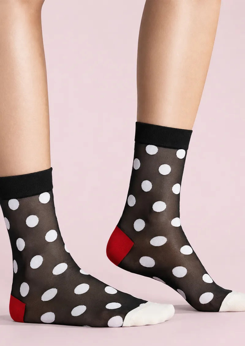 Sheer Polka Dot Contrast Socks