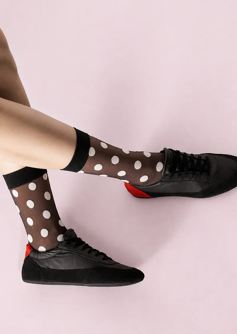 Sheer Polka Dot Contrast Socks