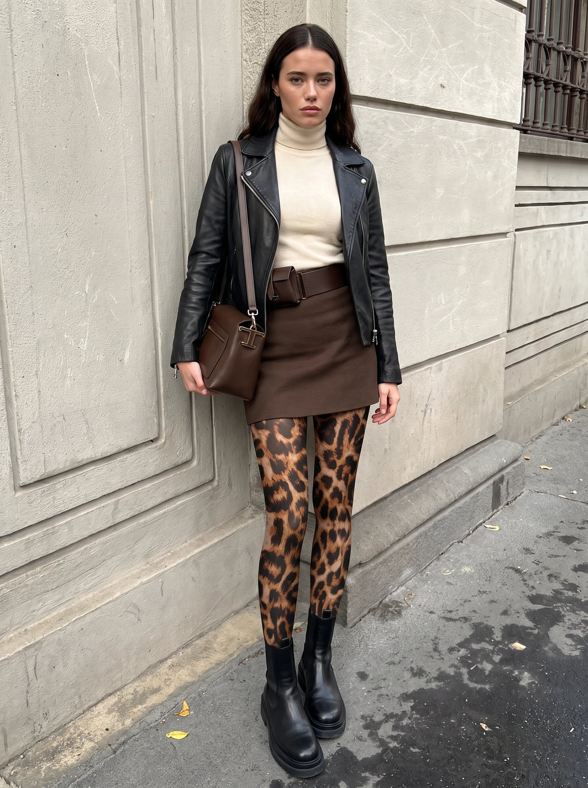 Brown Leopard Tights
