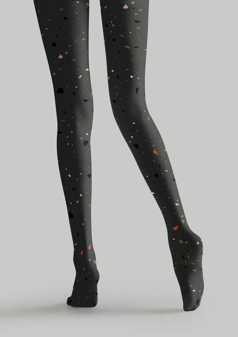 Black Terrazzo Tights Hosiery Pantyhose