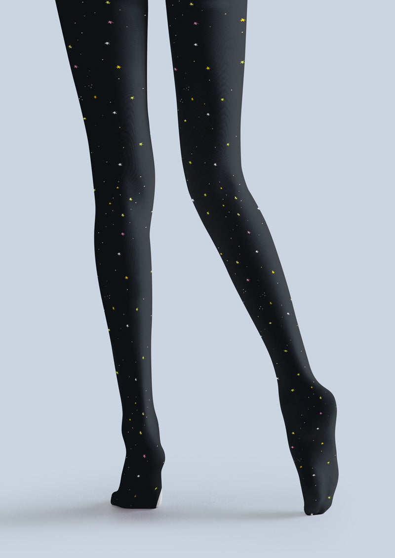 Black Starry Sky Cartoon Tights Hosiery Pantyhose