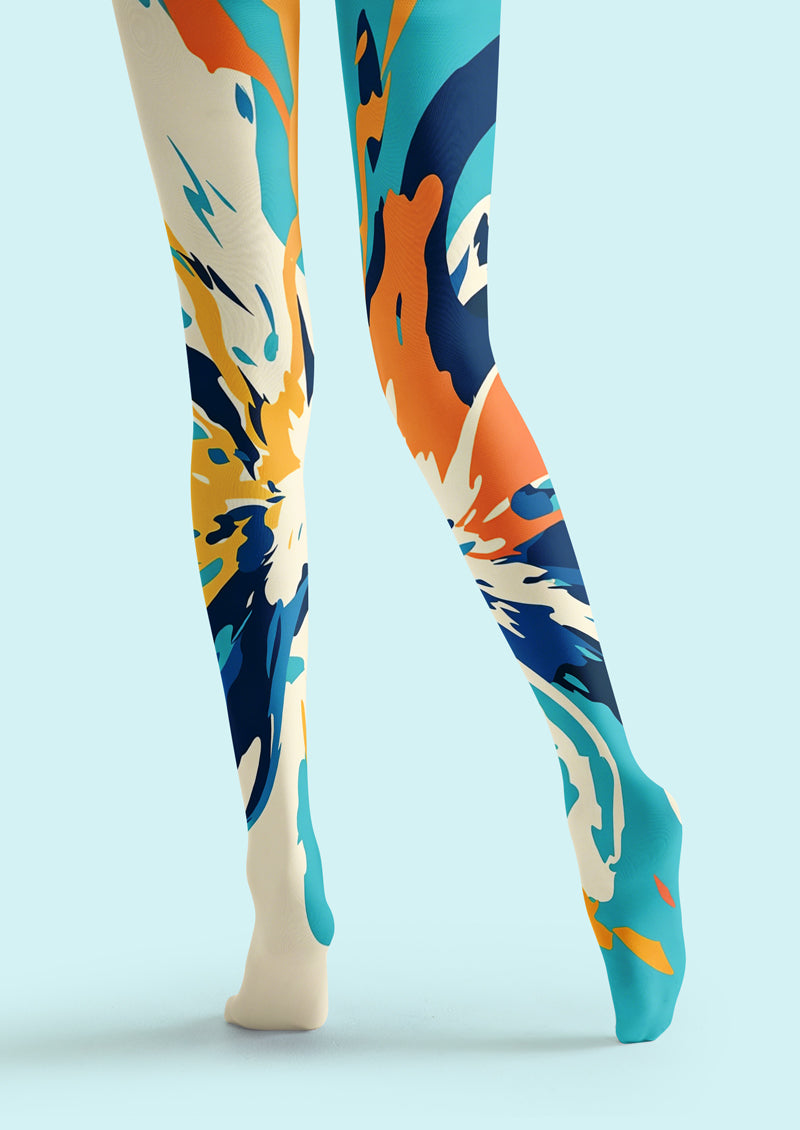 Color Block Splash Art Tights Hosiery Pantyhose